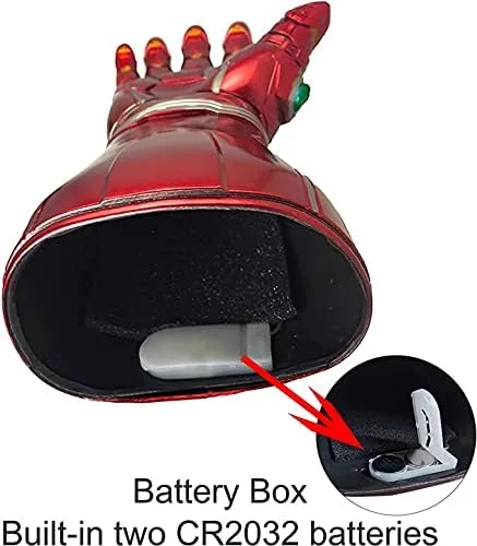 Vista 3 de juyocmy Guantelete infinito de SuperHero para niños con gemas LED Infinity Gemas Guante de Halloween Fiesta Cosplay Accesorios Rojo