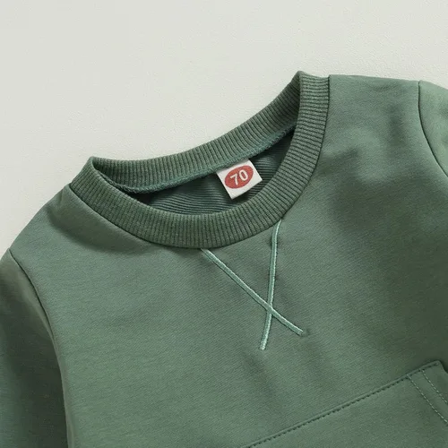 Vista 3 de Conjunto de ropa deportiva de manga larga con cuello redondo y pantalones para bebé niño