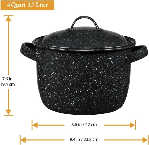 Vista 3 de Granite Ware Olla de Frijoles de 4 Cuartos - Esmalte de Porcelana sobre Acero, Ligera y Duradera, Ideal para Frijoles Horneados, Guisos, Sopas