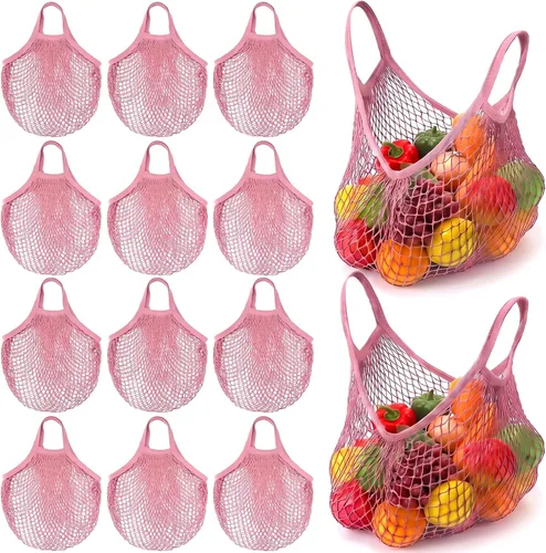 Vista 7 de Eccliy 12 bolsas de malla reutilizables para comestibles, contenedores portátiles de algodón para productos de algodón, lavables, bolsa de malla