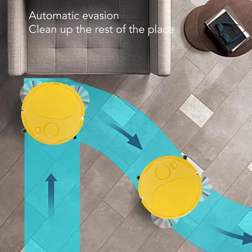 Vista 3 de Ejoyous Aspiradora robótica, aspiradora robótica de carga USB, mini robot de barrido inteligente para suelos de madera, azulejos, alfombras, suelos