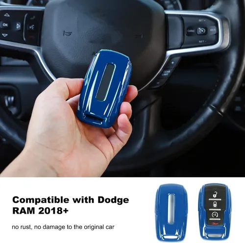 Vista 7 de RT-TCZ Funda para Llavero Cubierta Bolsa para Llaves Soporte Carcasa de Protección Accesorios para Dodge RAM 2018-2022, Azul