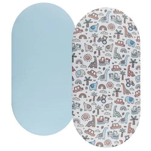 Vista 21 de Juego de sábanas de moisés, paquete de 2 sábanas bajeras ajustadas, elásticas ultra suaves, para colchón de cuna rectangular ovalada de reloj