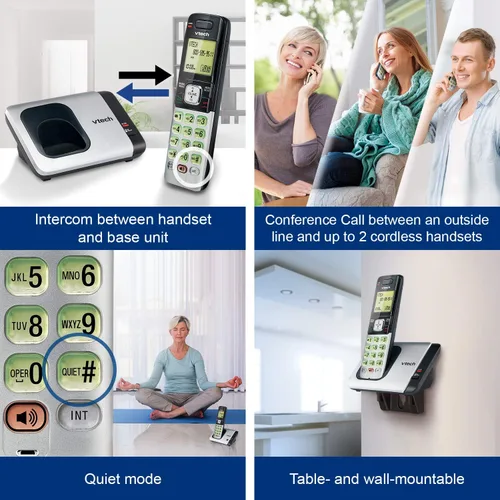 Vista 4 de VTech CS6409 - Teléfono inalámbrico accesorio, plata/negro Requiere un sistema de teléfono extensible VTech CS6419, CS6428 o CS6429 Series