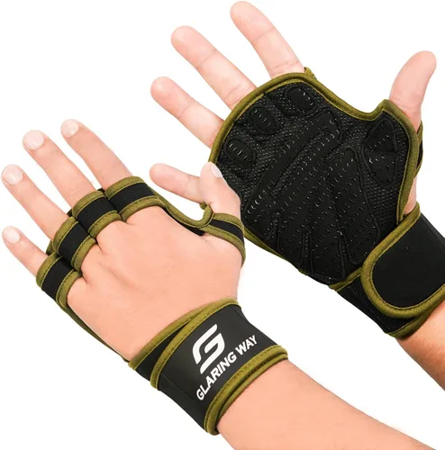 Vista 9 de Guantes de levantamiento de peso acolchados de neopreno Glaring Way para hombres y mujeres - Guantes de entrenamiento ventilados para atletas