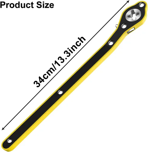 Vista 4 de Llave de trinquete para gato de coche, mango de ahorro de trabajo, herramienta adaptadora de gato de tijera 360° Swivel Long Handle Scissor Jack