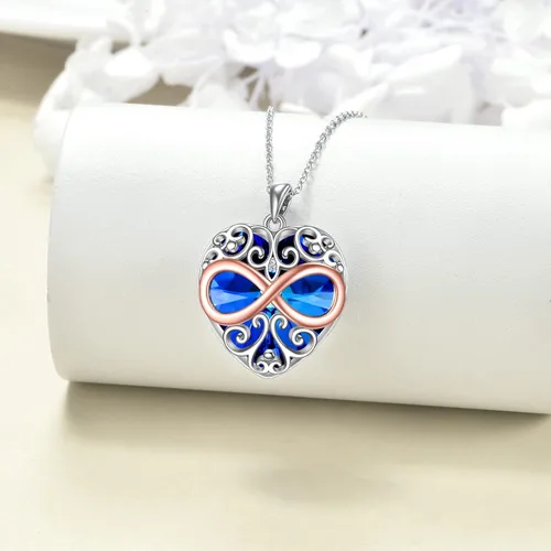 Vista 2 de YFN Collar de corazón de plata esterlina para mujer, regalos de cumpleaños para mamá, esposa, hija, novias