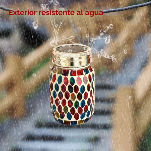 Vista 7 de Luces de Mosaico Linternas Colgantes de Exterior, Linternas Solares de Mosaico Recargables, Luces Nocturnas Solares Impermeables de Exterior