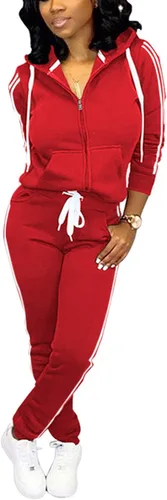 Vista 5 de TOPSRANI - Trajes deportivos de dos piezas para mujer, sudaderas casuales, traje deportivo liso, conjunto de pantalones de sudadera para trotar