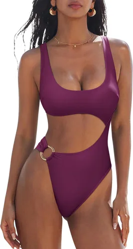 Vista 13 de SUUKSESS Traje de baño sexy de una pieza con control de abdomen para mujer