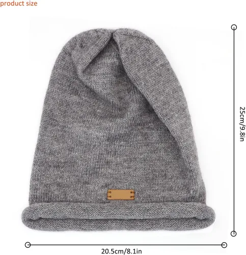 Vista 2 de Gorro de punto holgado para mujer, gorro de invierno suave y cálido para mujer, gorro de lana de punto con calavera D1-ZZDDM