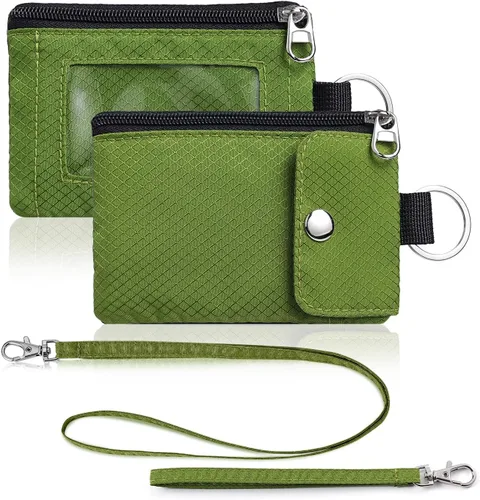 Vista 39 de Artpaxy Cartera minimalista para hombres y mujeres, llavero con bloqueo RFID, con cremallera, pequeña cartera con ventana de identificación, 2