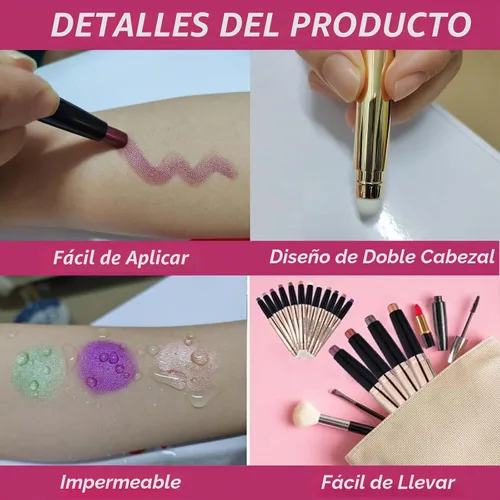 Vista 4 de Juego de sellos de sombra de ojos en barra y alas en crema, regalo del día de la madre, lápiz de sombra de ojos rosa nude, lápiz de sombra de ojos