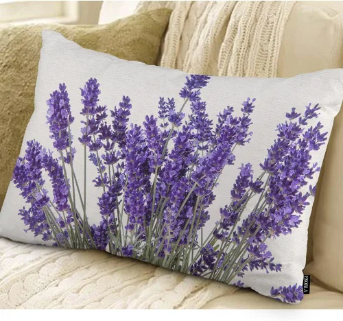 Vista 2 de EKOBLA Fundas de almohada de flores de lavanda, fundas de almohada moradas perfumadas florales cuadradas, fundas de almohada para sofá, dormitorio