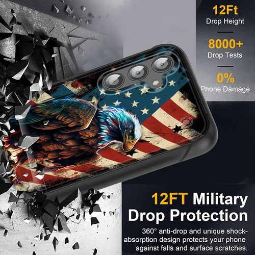 Vista 2 de Funda para Galaxy S24 Plus con soporte, doble capa híbrida de policarbonato duro y silicona suave, resistente a prueba de golpes, funda protectora