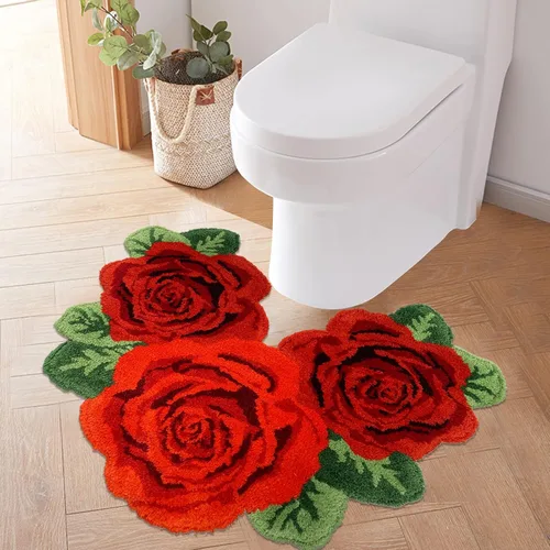 Vista 11 de USTIDE Tapete de baño de rosa esponjoso de 23.6 x 35.4 pulgadas, tapete de baño antideslizante para baño, cocina, sala de estar o dormitorio
