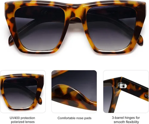 Vista 8 de SOJOS Fashion Oversized Square Cat Eye Polarized Sunglasses for Women Trendy Cateye Style Womens Sunglasses SJ2179