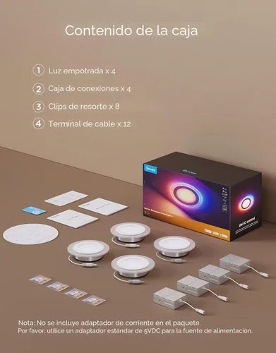 Vista 9 de Govee Iluminación empotrada inteligente de 4 pulgadas, luz LED RGBIC empotrada compatible con Matter y Alexa, 2700K-6500K regulable, 900 lúmenes