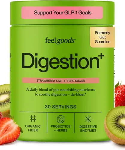 Vista 14 de Feel Goods Digestion+, salud intestinal, mezcla de fibra orgánica y probióticos, enzimas digestivas para alivio de la hinchazón, limpieza intestinal