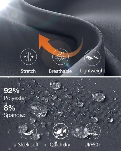 Vista 5 de Pantalones de senderismo ligeros para hombre, de secado rápido, pantalones deportivos de pesca, correr, entrenamiento, 3 bolsillos con cremallera