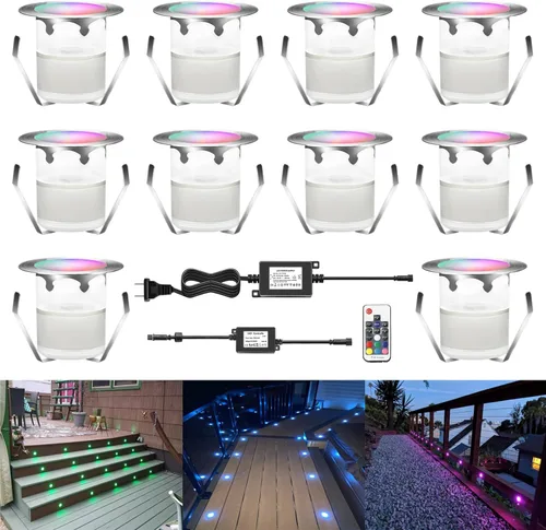 Vista 7 de Luces LED para terraza al aire libre con fotocélula blanca cálida Φ1.18 pulgadas, bajo voltaje, 12 V CC, IP67, impermeable, eléctrica, con cable