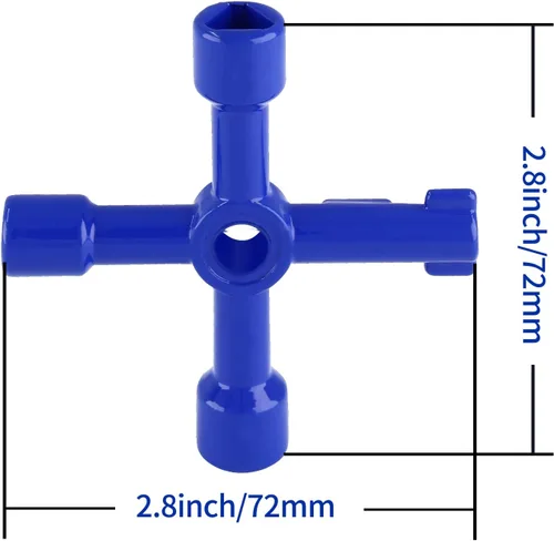 Vista 3 de Waziaqoc Llave multifuncional de 4 vías (paquete de 3), llave cruzada universal triangular de aleación de zinc/cuadrada para medidor de agua
