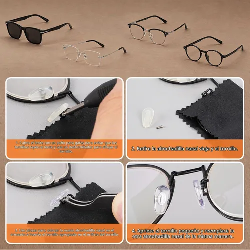 Vista 6 de JOREST Kit de reparación de gafas, herramienta de reparación de gafas de sol/gafas que incluye tornillos pequeños, almohadillas de nariz