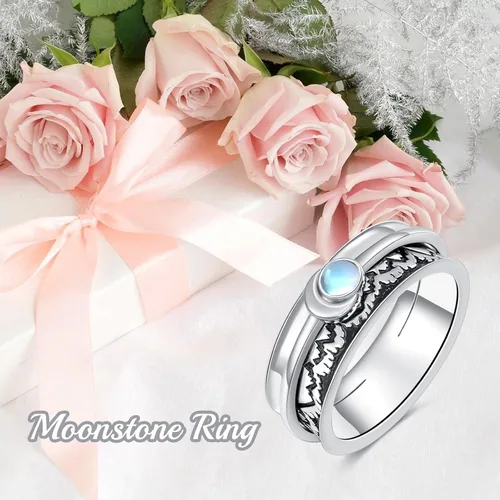 Vista 3 de POPLYKE Anillos giratorios giratorios de plata de ley para mujer, para aliviar el estrés, regalo