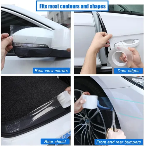 Vista 3 de Ziciner Tira protectora para umbral de puerta de automóvil, protector de borde invisible transparente, película protectora de entrada de puerta