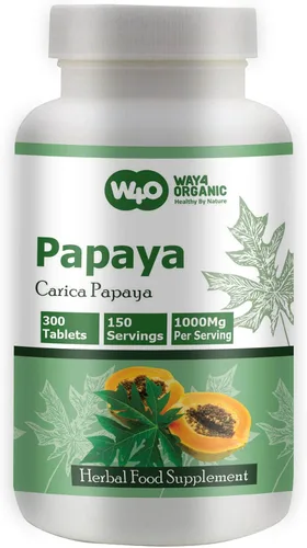Vista 2 de Cápsulas de extracto de hoja de papaya (tabletas) - 300 píldoras, 150 porciones, 1000 mg, apoya la inmunidad plaquetaria y la digestión