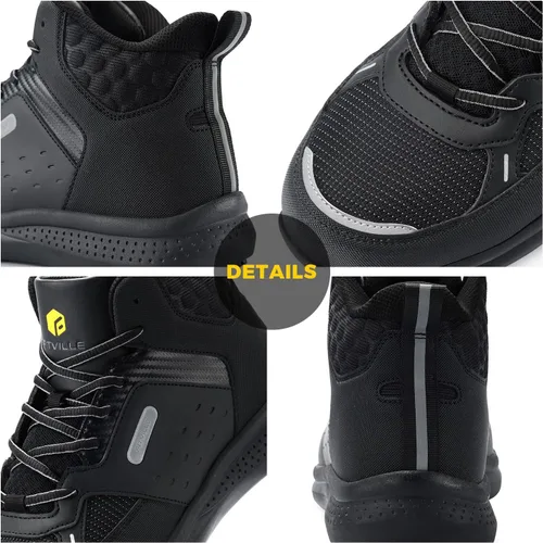 Vista 6 de FitVille Botas de trabajo anchas para hombre, puntera compuesta, zapatos de seguridad para el trabajo, botas de trabajo antideslizantes