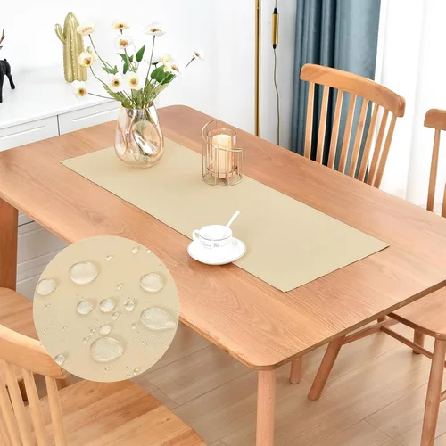 Vista 21 de Faux Linen Small Table Runner Water Resistant 13 x 36 in, Brown Farmhouse Short Table Runners, Coffee Table Runner, Dresser Runners for Bedroom