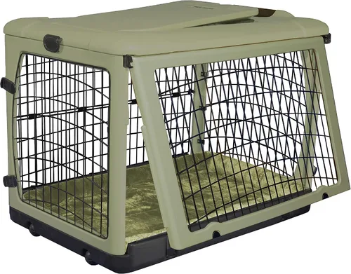 Vista 4 de Pet Gear "The Other Door" - Caja de acero de 4 puertas para perros/gatos con puerta estilo garaje, incluye cama de felpa + bolsa de viaje,
