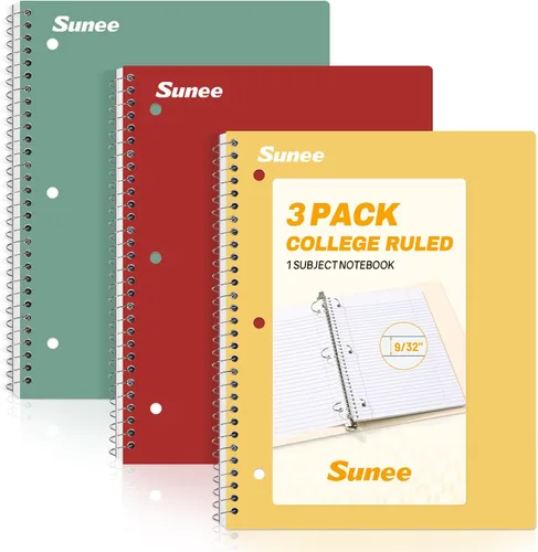 Vista 14 de SUNEE Spiral Notebook, 2-Subject, College Ruled Paper, 6" x 9-1/2", 80 Sheets, Spiral Notebooks for School, Black