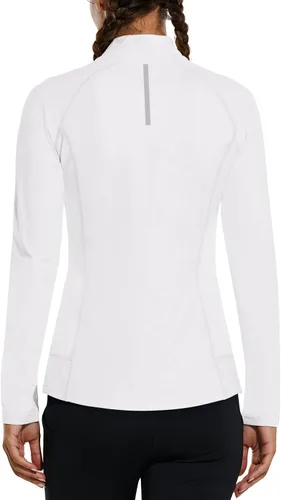 Vista 3 de baleaf Chaqueta de forro polar para mujer con media cremallera para clima frío, camisetas térmicas, tops atléticos para entrenamiento de invierno