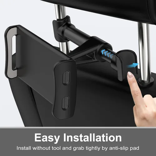 Vista 3 de Soporte para asiento trasero para reposacabezas de automóvil, soporte para teléfono/tableta, soporte para dispositivos ajustables