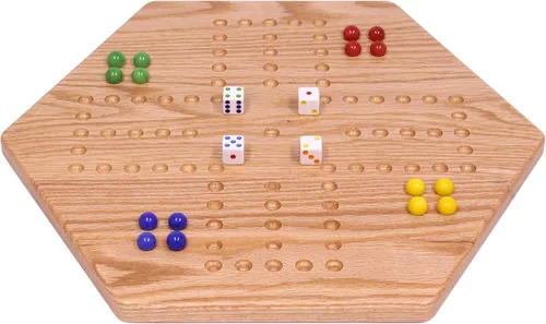Vista 3 de Juego de mesa Aggravation (Wahoo), con tablero de madera maciza de roble, doble cara, 16" de ancho