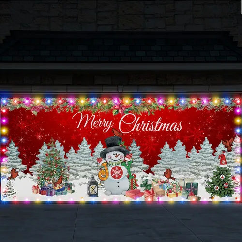 Vista 8 de Ganeen - Pancarta LED de Navidad para puerta de garaje de 6.4 x 16 pies, casa de jengibre B
