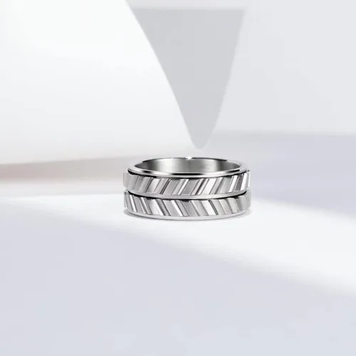 Vista 24 de King Will Anillo de ansiedad giratorio para hombre, color negro, plateado, dorado, 0.315 in, cadena de malla de alambre de acero inoxidable, malla