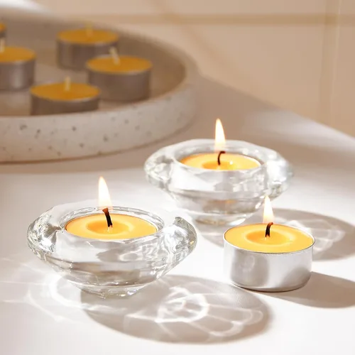 Vista 8 de Paquete de 9 velas de cera de abeja pura en vasos de aluminio, 4-5 horas de tiempo de combustión, mecha de algodón sin plomo, velas naturales sin