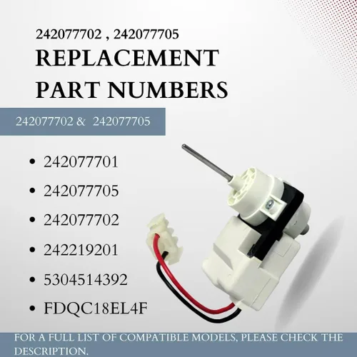 Vista 2 de 242077702 Motor del ventilador del evaporador A03788604 A03788606 FDQC18EL4F 242077705 Motor del ventilador para Frigidaire, refrigeradores