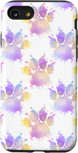 Vista 13 de iPhone 15 Watercolor Paint Splatter Dog Paw Print Case
