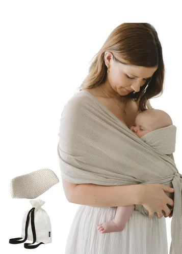 Vista 16 de Portabebés Konny Flex AirMesh con Soporte para la Cabeza - Canguro Ajustable, Fácil de Usar, Sin Manos, Fular Transpirable para Bebé, Perfecto