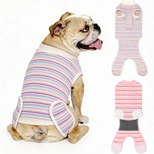 Vista 34 de Paquete de 2 unidades de algodón transpirable para perros de recuperación para después de esterilizar heridas abdominales, protectores profesionales