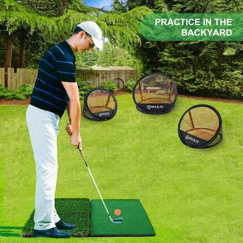 Vista 6 de RELILAC Juego de red de práctica de astillado de golf emergente, accesorios de objetivo de golf para interiores y exteriores, mejora tu juego corto