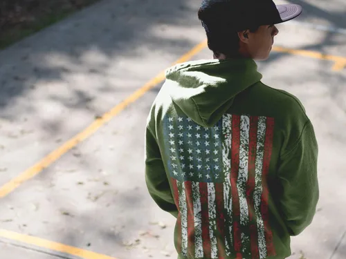 Vista 4 de Sudadera con capucha para hombre con bandera estadounidense de Estados Unidos