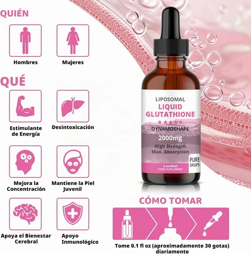 Vista 6 de Glutatión liposomal de 2000 mg con vitamina C, líquido de glutatión oral, suplemento antioxidante para desintoxicación, absorción superior, dosis