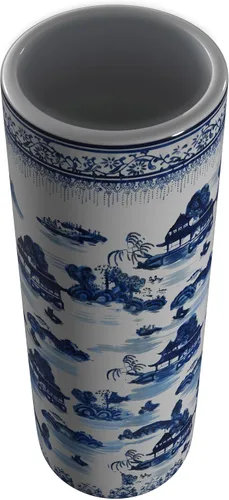 Vista 7 de Idea de regalo para decoración casera elegante de calidad fina - Depósito clásico para guardar paraguas y bastones de porcelana china de 24 pulgadas