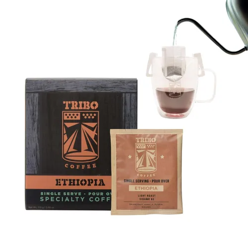 Vista 12 de TRIBO Café de una sola porción portátil para verter y goteo - Mezcla para Expedición - 10 porciones (Tostado Medio)