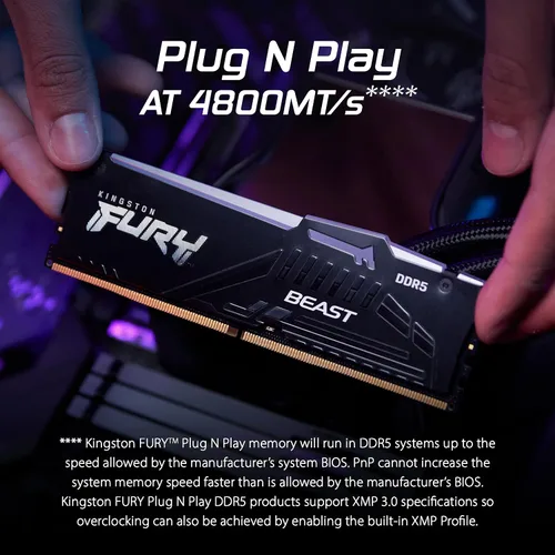 Vista 8 de Kingston Fury Beast 8 GB 5600 MT/s DDR5 CL36 - Memoria de escritorio RGB de un solo módulo Sincronización infrarroja AMD Expo KF556C36BBEA-8